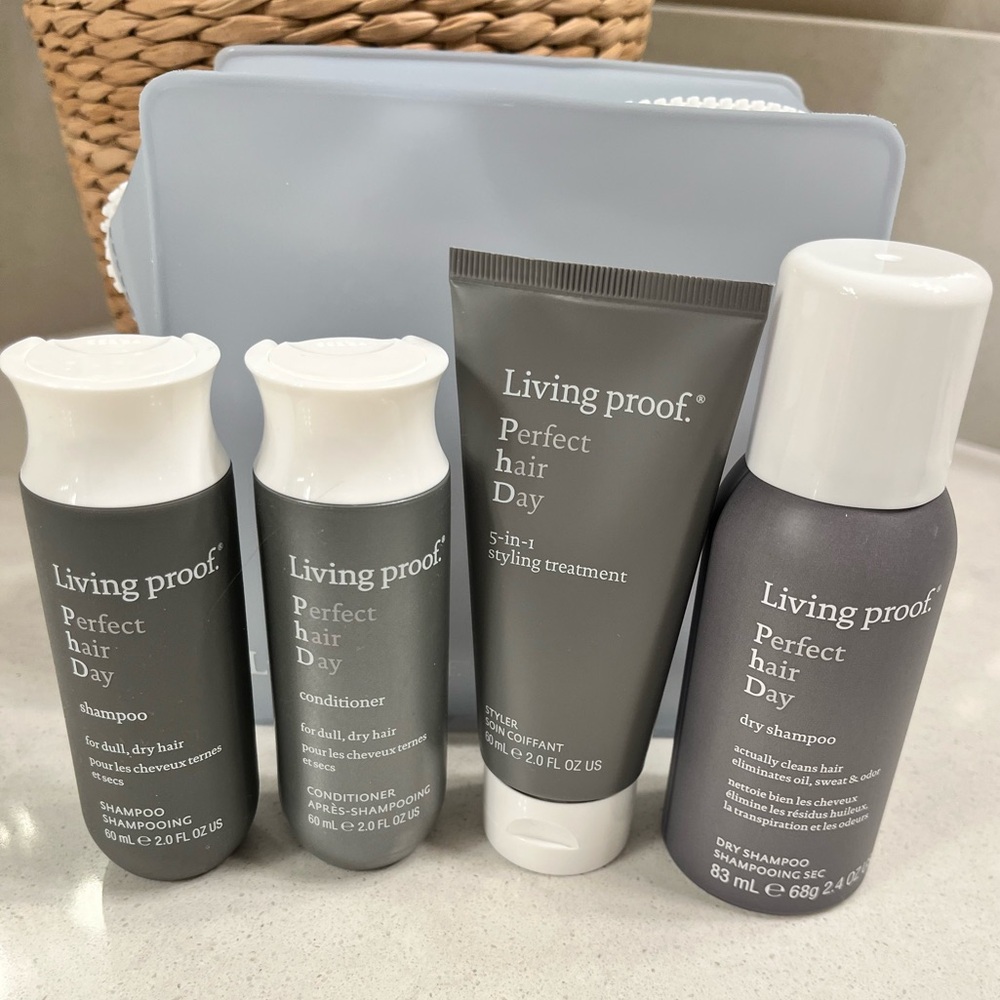 New Living Proof Hair Care Essentials Set with travel pouch- final price